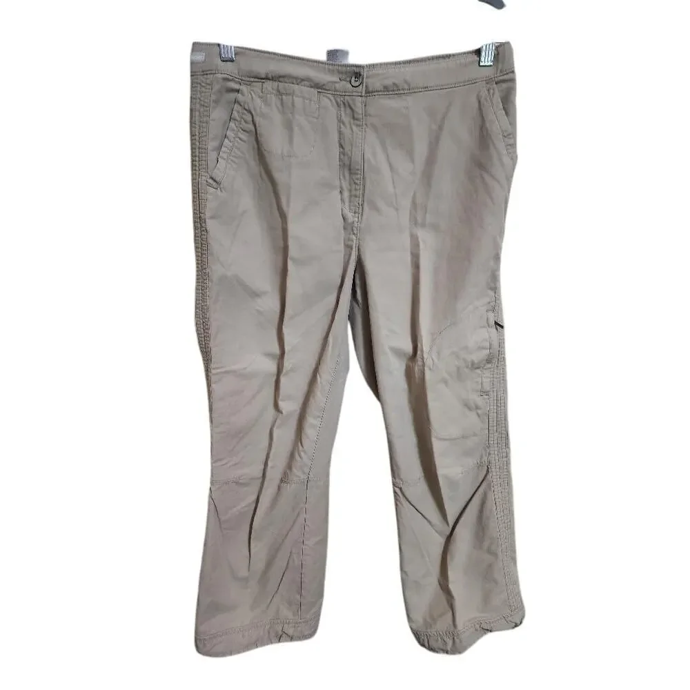 Women's Woolrich Khaki Capri Hiking Pants Size 10 Adjustable Waist
